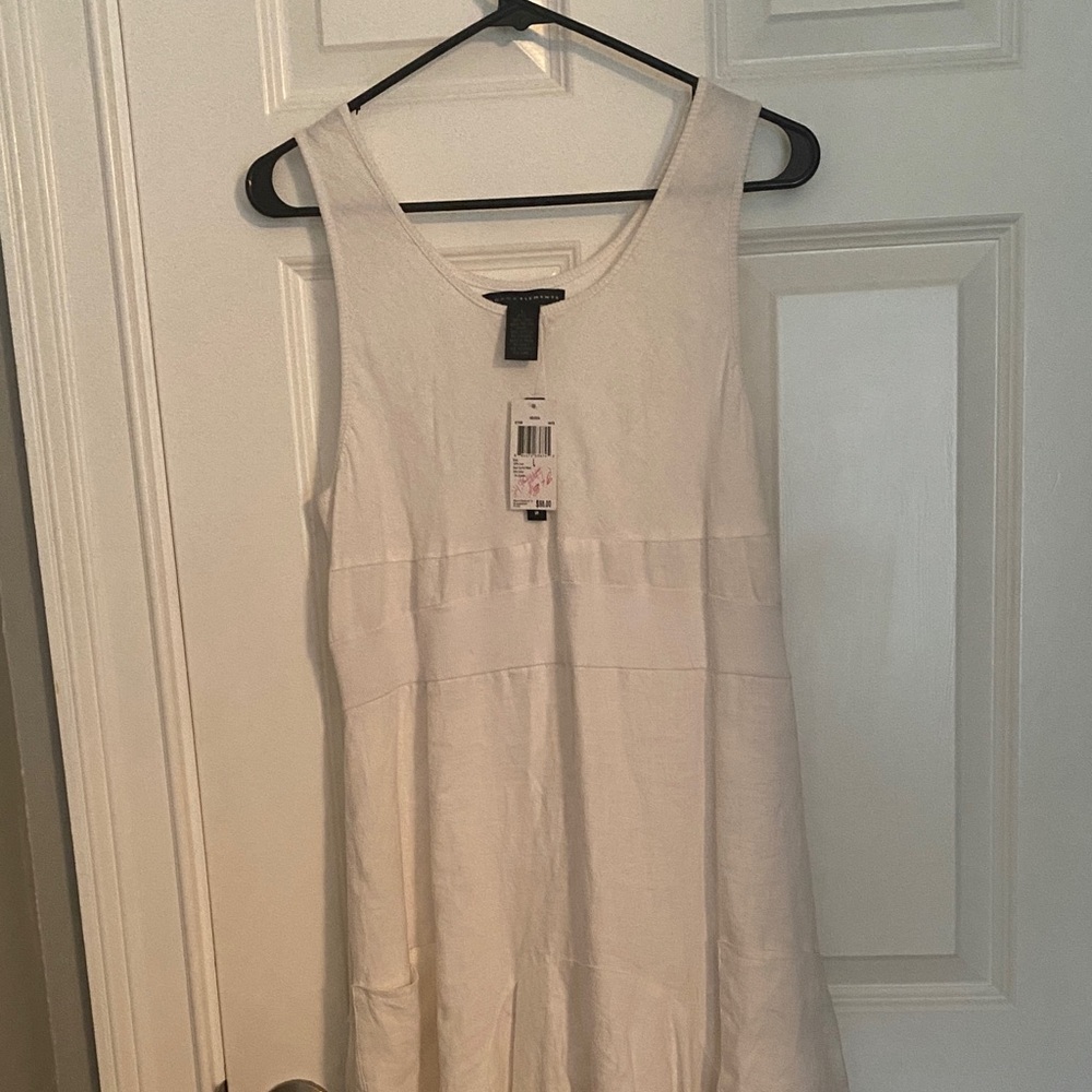 Grace Elements White Midi Dress Linen.